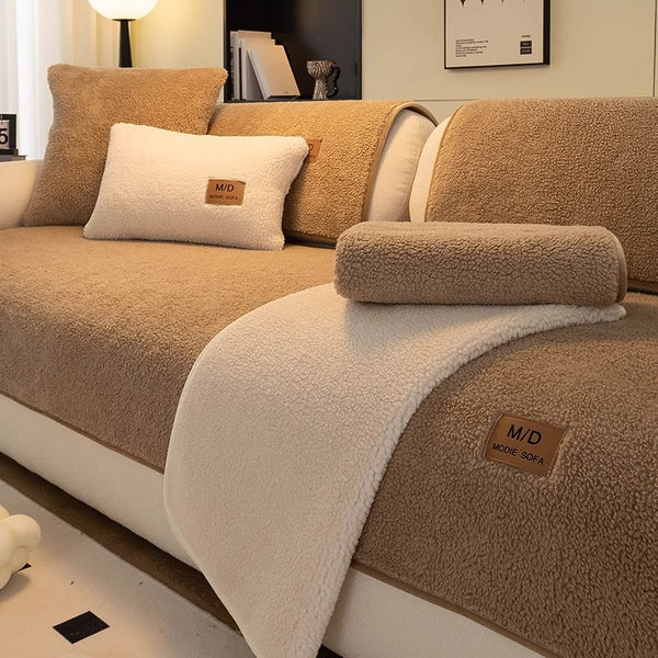 Lambswool Sofa Cushion Solid Color Non-slip