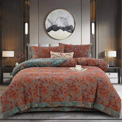 Cotton Double-layer Yarn Four-piece Flower Quilt Cover Bedding Bedding