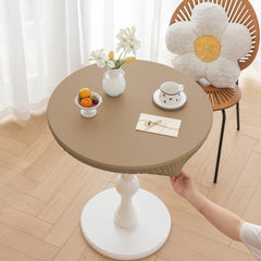 Stretch Household Dining Table Leather Washable Round Table Cover Simple Solid Color