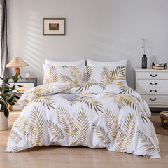 European And American Pearl Concentrate Printing Leaves Bedding Suit