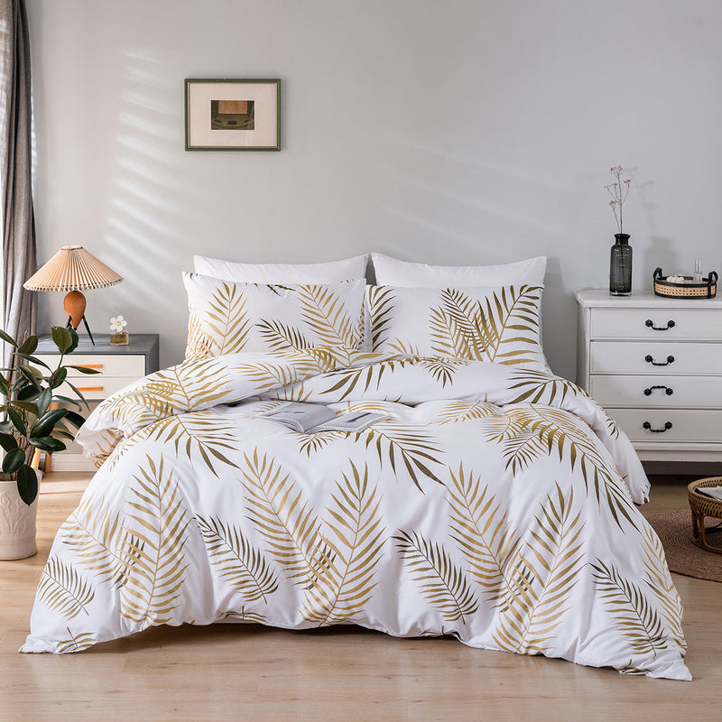 European And American Pearl Concentrate Printing Leaves Bedding Suit