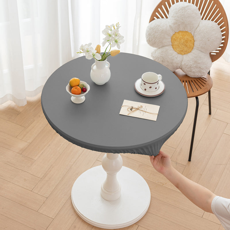 Stretch Household Dining Table Leather Washable Round Table Cover Simple Solid Color