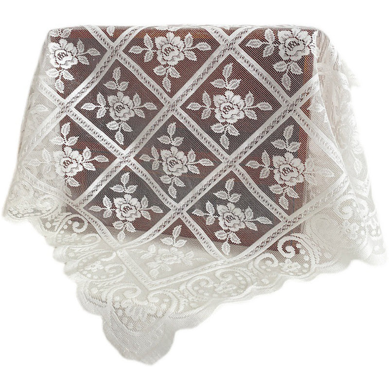 Bright Silk Beige Lace Tablecloth Coffee Table Bedside Table Small Cover Cloth