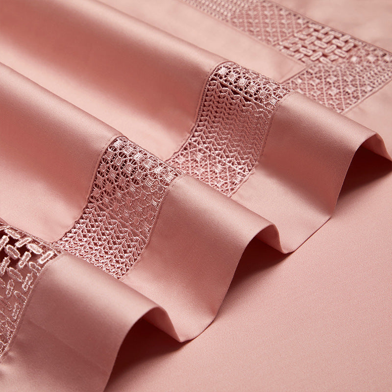 Long-Staple Cotton Four-Piece Hollow Lace Bedding Set