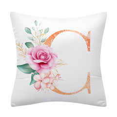 Pink Floral Letter Pillowcase