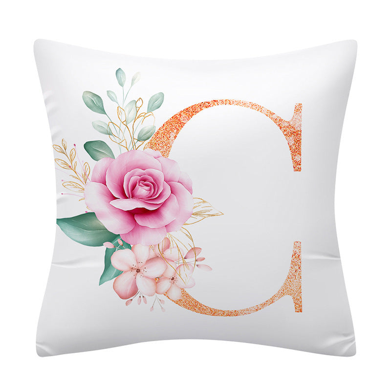 Pink Floral Letter Pillowcase
