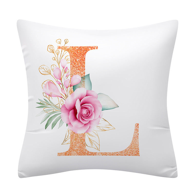 Pink Floral Letter Pillowcase