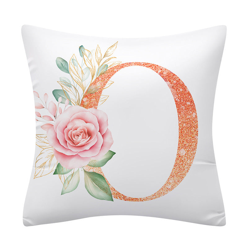 Pink Floral Letter Pillowcase