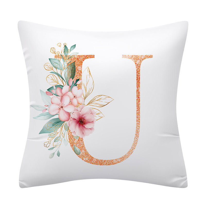Pink Floral Letter Pillowcase