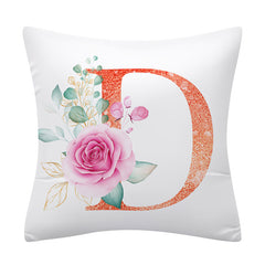 Pink Floral Letter Pillowcase