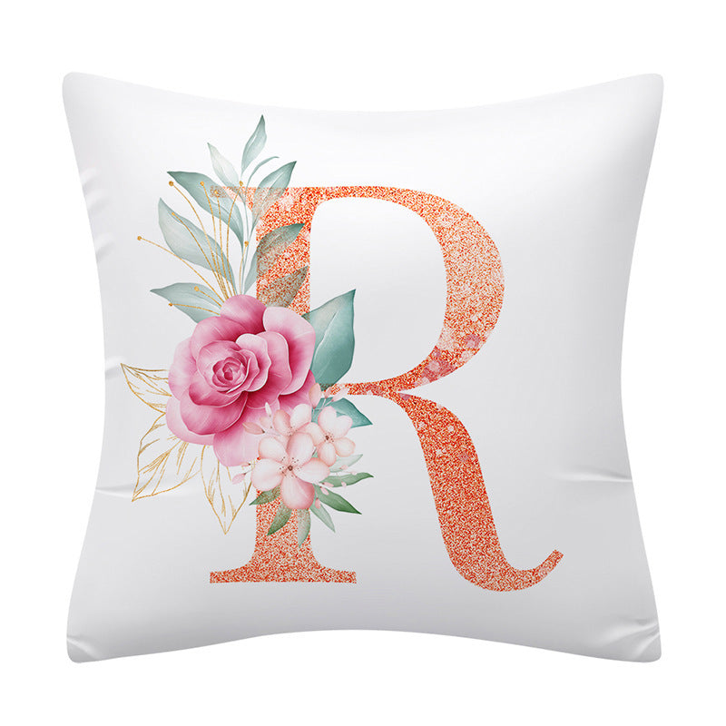 Pink Floral Letter Pillowcase