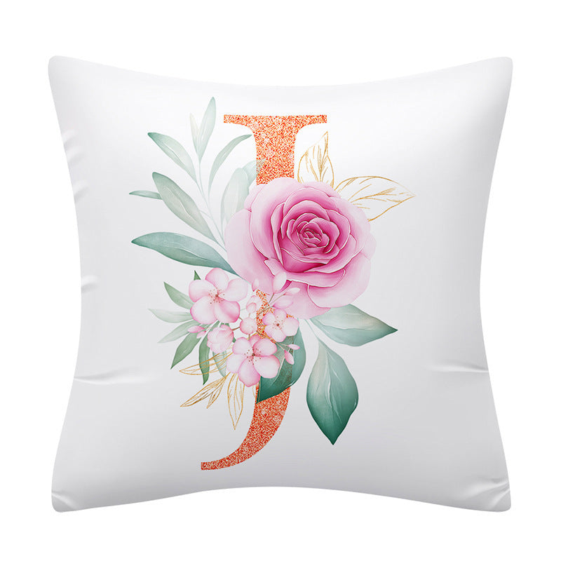 Pink Floral Letter Pillowcase