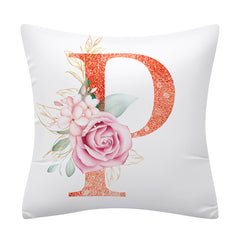 Pink Floral Letter Pillowcase