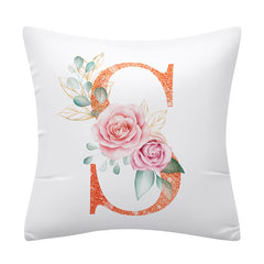 Pink Floral Letter Pillowcase