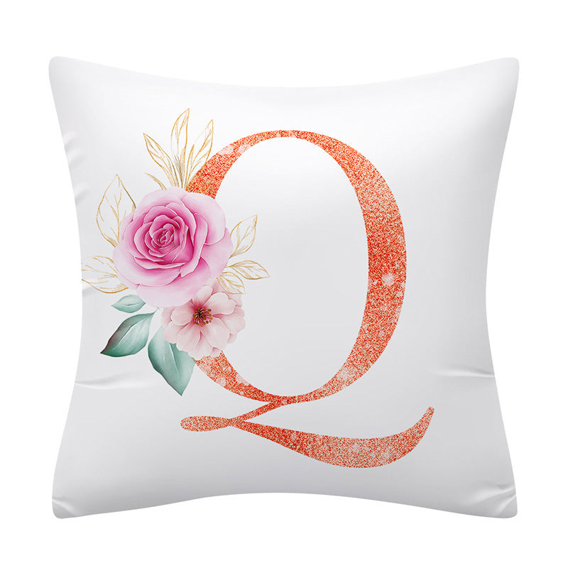 Pink Floral Letter Pillowcase