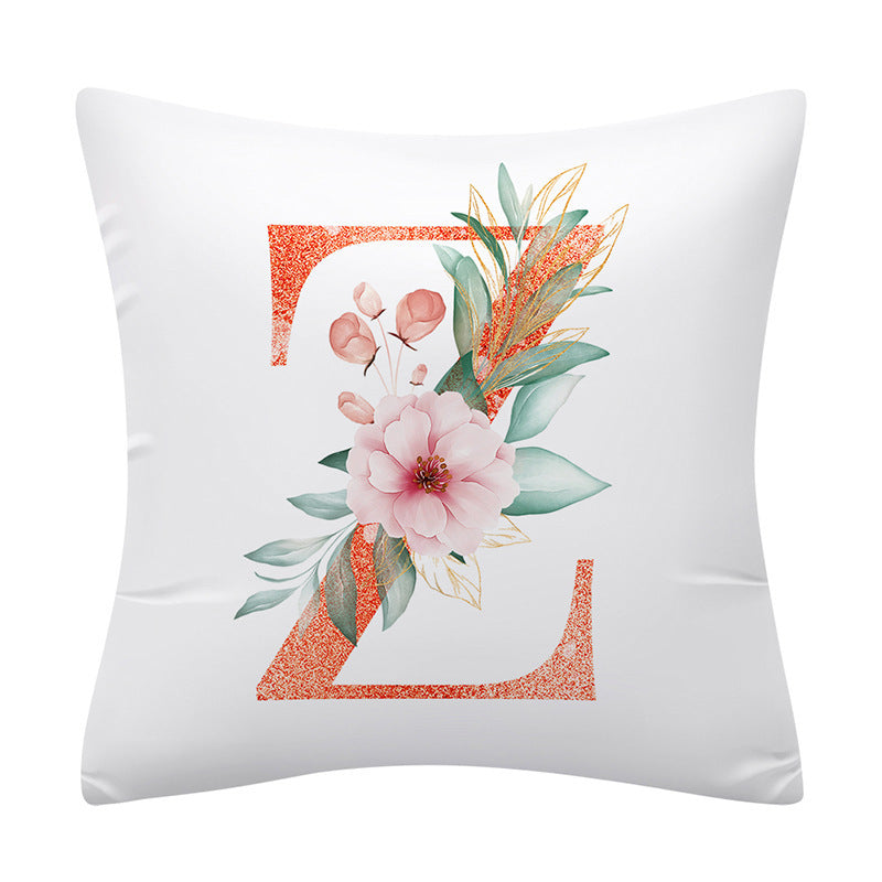 Pink Floral Letter Pillowcase