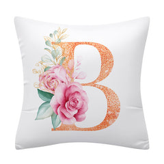 Pink Floral Letter Pillowcase