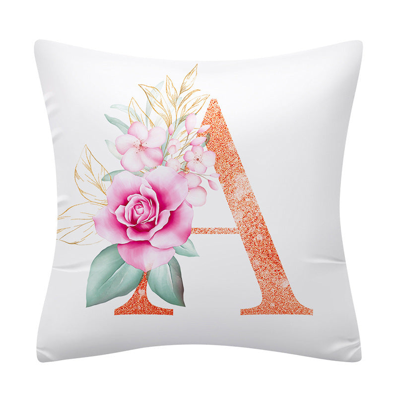 Pink Floral Letter Pillowcase