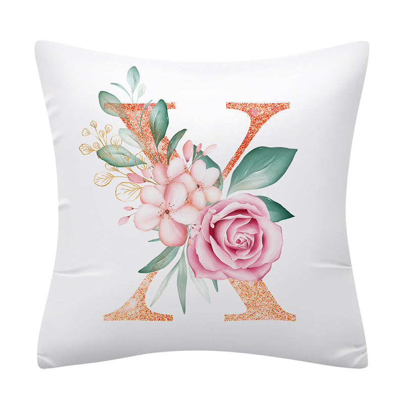 Pink Floral Letter Pillowcase