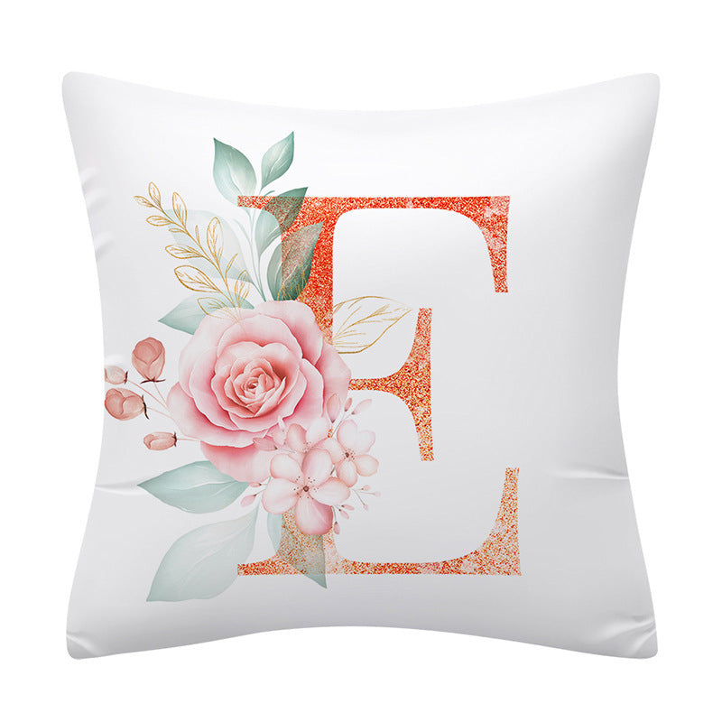 Pink Floral Letter Pillowcase