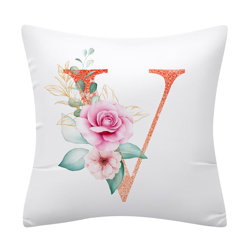 Pink Floral Letter Pillowcase