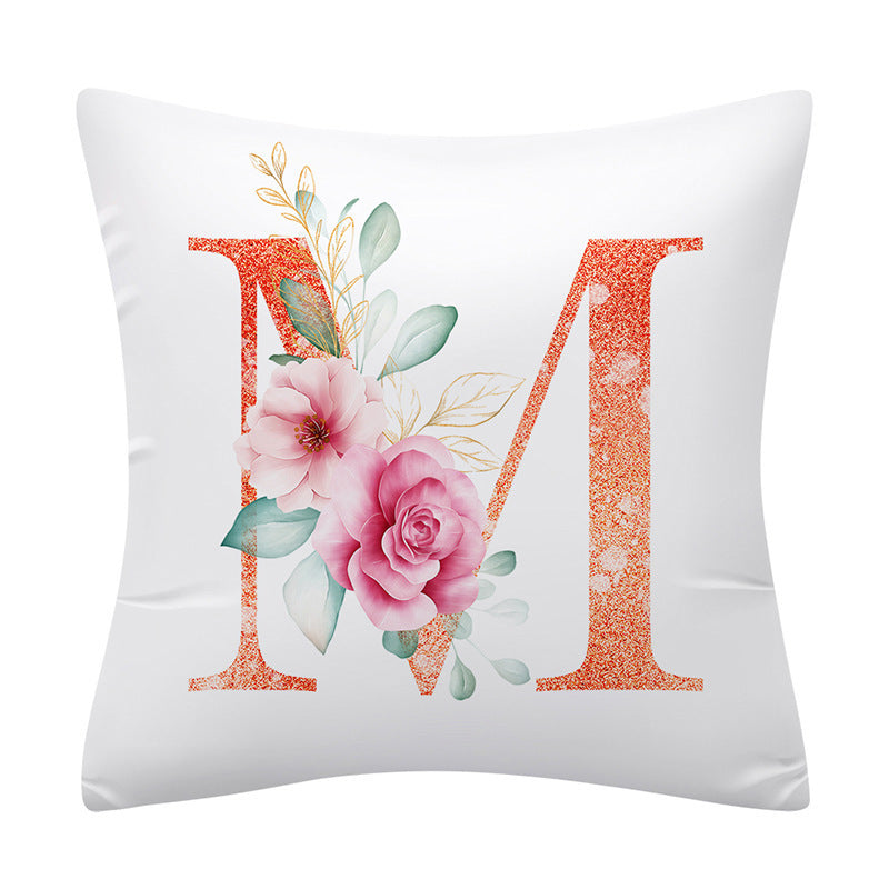 Pink Floral Letter Pillowcase