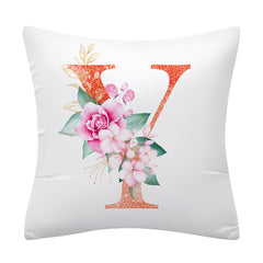 Pink Floral Letter Pillowcase