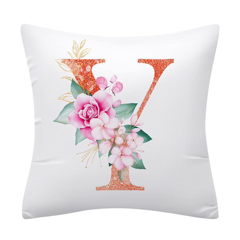 Pink Floral Letter Pillowcase