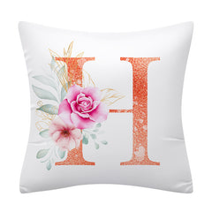 Pink Floral Letter Pillowcase