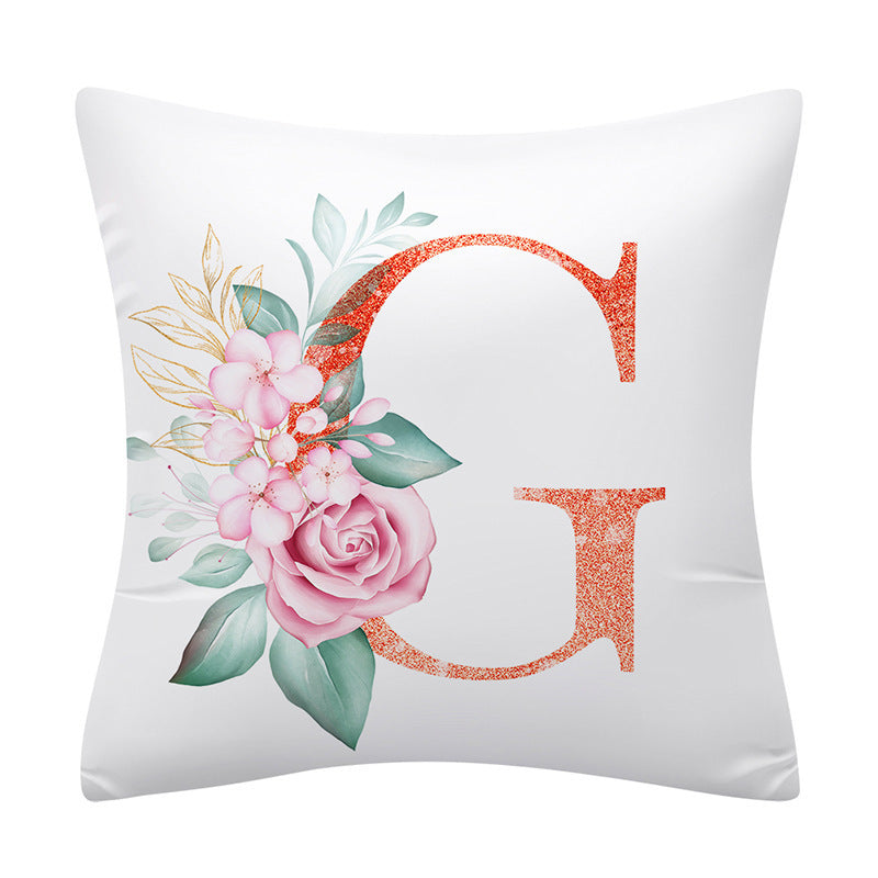 Pink Floral Letter Pillowcase