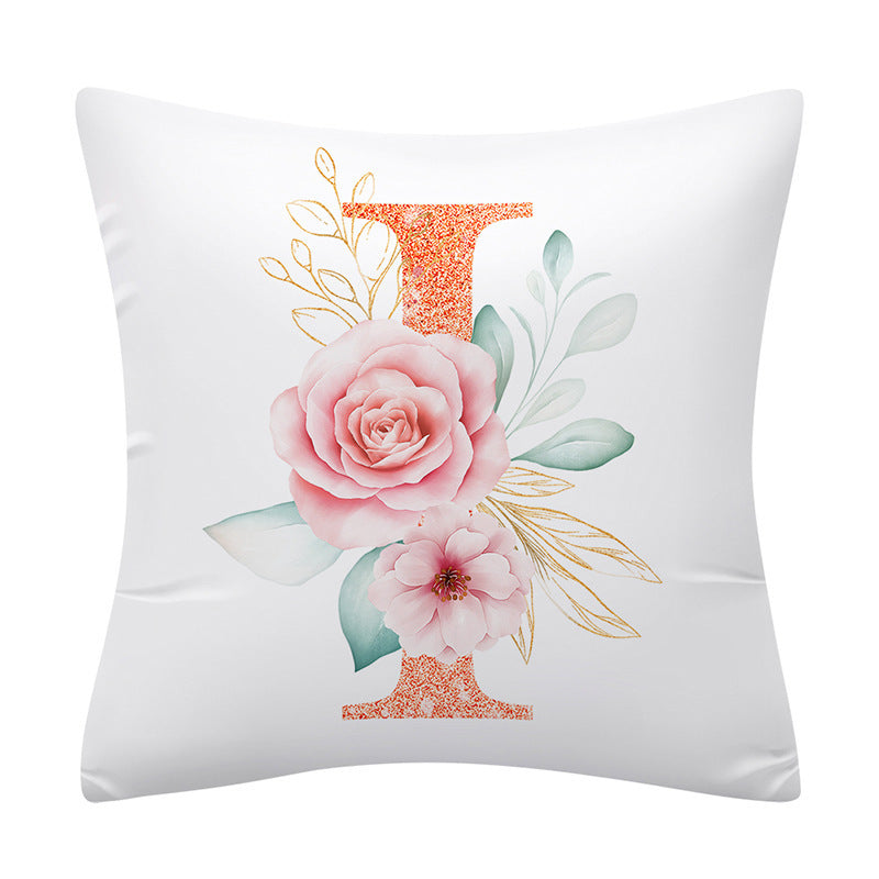 Pink Floral Letter Pillowcase