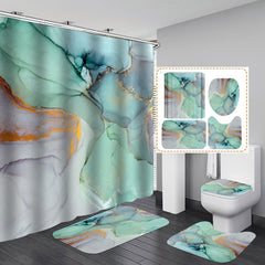 Geometric Shower Curtain & Flannel Bath Mat Set
