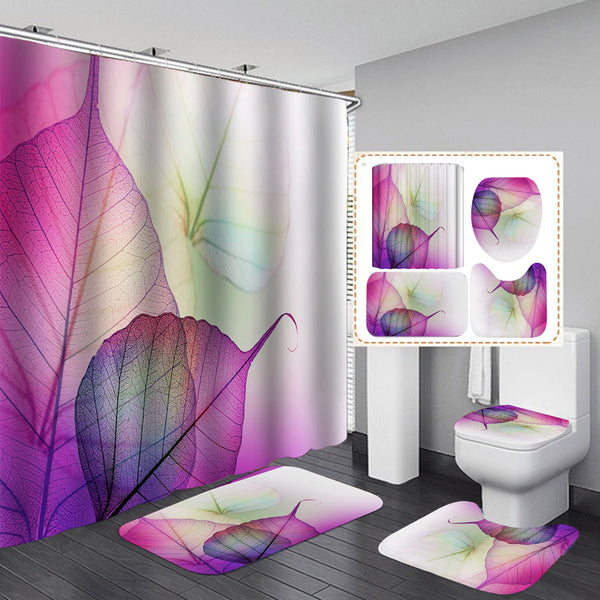 Geometric Shower Curtain & Flannel Bath Mat Set