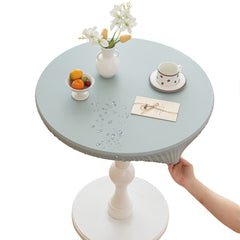 Stretch Household Dining Table Leather Washable Round Table Cover Simple Solid Color