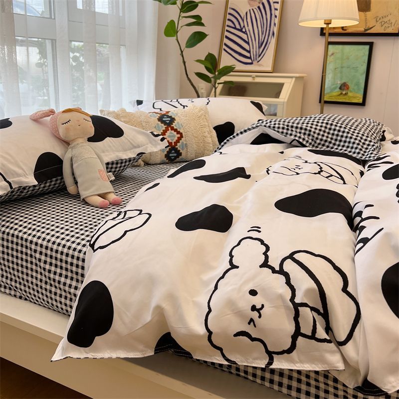 Cartoon Anime Polyester Bedding Set – 4-Piece Soft & Cozy