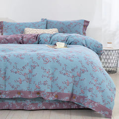 Cotton Double-layer Yarn Four-piece Flower Quilt Cover Bedding Bedding