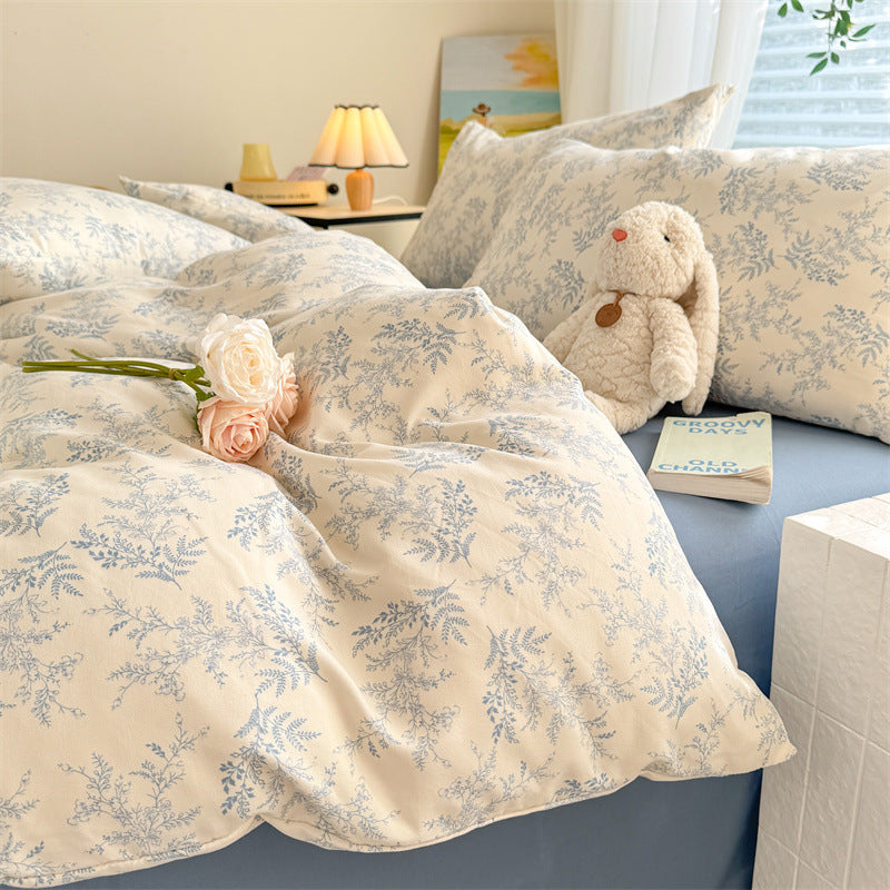 Super Soft Glutinous Clouds Cotton Four-piece Set Washed