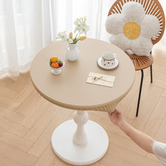 Stretch Household Dining Table Leather Washable Round Table Cover Simple Solid Color