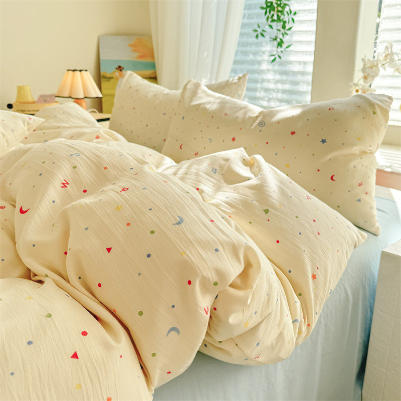 Super Soft Glutinous Clouds Cotton Four-piece Set Washed