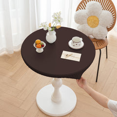 Stretch Household Dining Table Leather Washable Round Table Cover Simple Solid Color