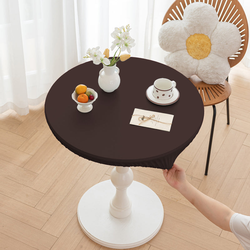 Stretch Household Dining Table Leather Washable Round Table Cover Simple Solid Color