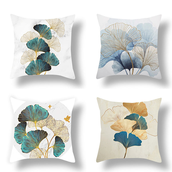 Ginkgo Leaf Printed Peach Skin Velvet Pillowcase