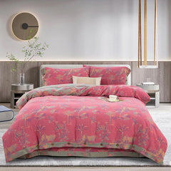 Cotton Double-layer Yarn Four-piece Flower Quilt Cover Bedding Bedding