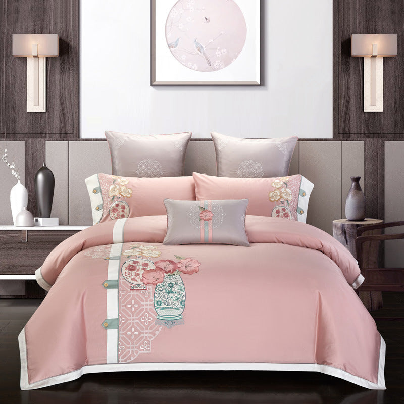 Four-Piece Premium Cotton Embroidered Bedding Set