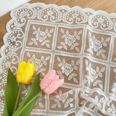 Bright Silk Beige Lace Tablecloth Coffee Table Bedside Table Small Cover Cloth
