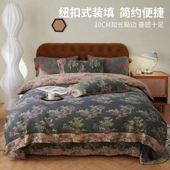 Cotton Double-layer Yarn Four-piece Flower Quilt Cover Bedding Bedding
