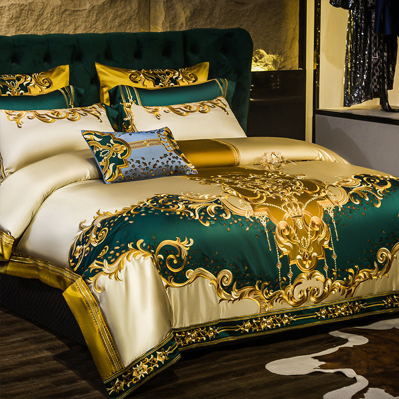 Luxury Villa European  High-end Elegant Satin Embroided 10-piece Set