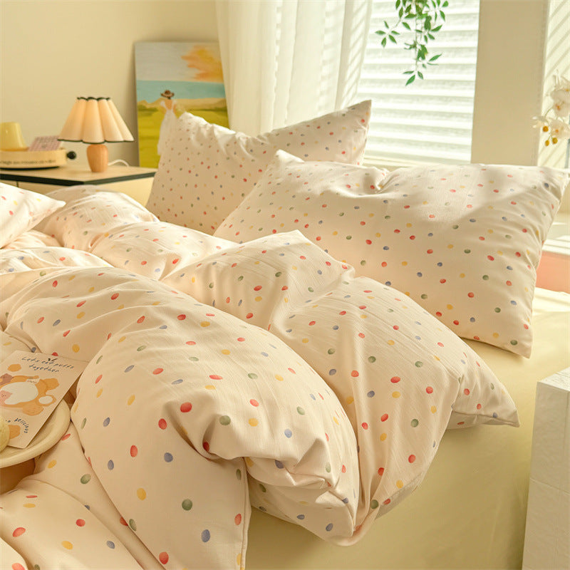 Super Soft Glutinous Clouds Cotton Four-piece Set Washed