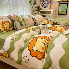 Cartoon Anime Polyester Bedding Set – 4-Piece Soft & Cozy