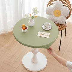 Stretch Household Dining Table Leather Washable Round Table Cover Simple Solid Color